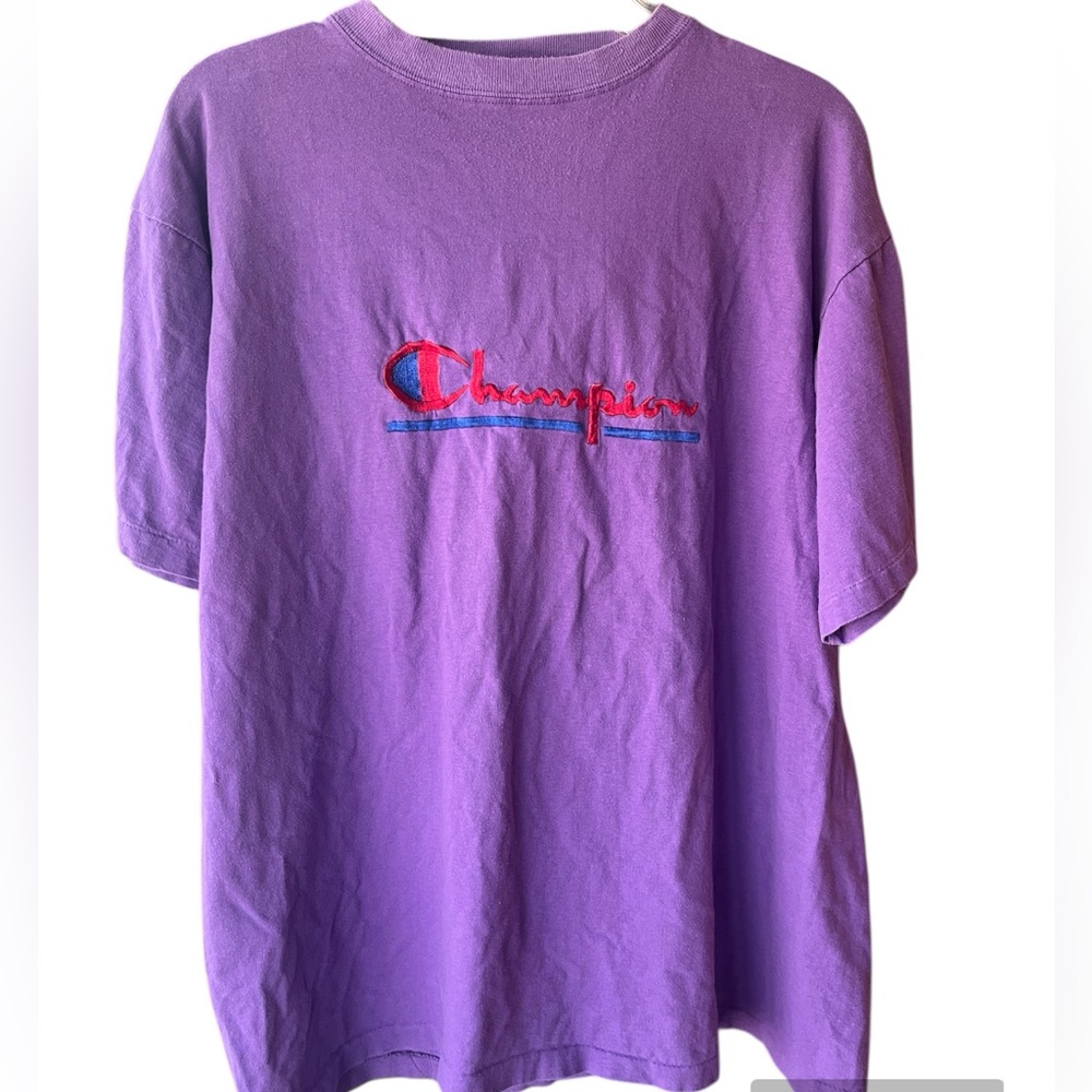 Purple vintage 90s embroidered champion t-shirt large